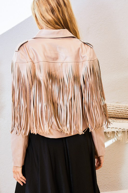 Maris Vegan Leather Fringe Jacket