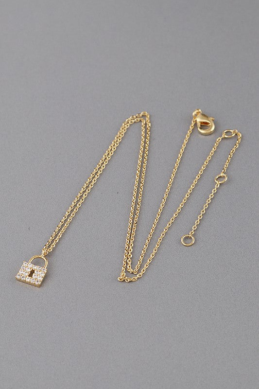 Bling Lock Pendant Necklace