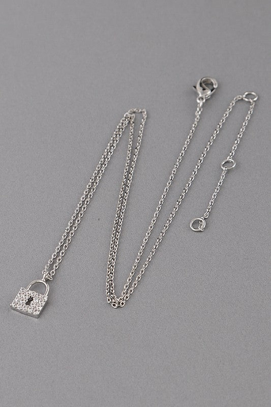 Bling Lock Pendant Necklace