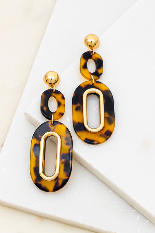 Double Oval Resin Hoop Drop Earring