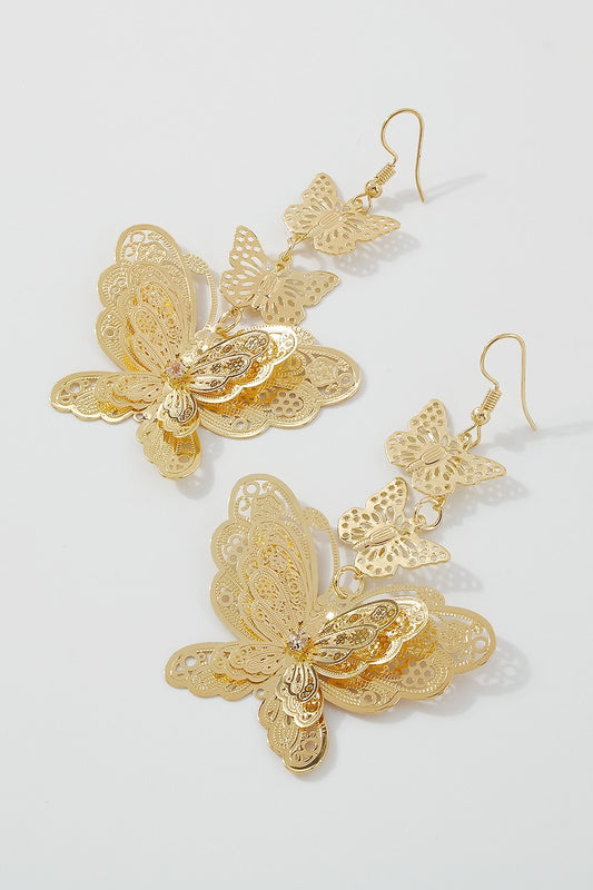 Gold Butterfly Dangle Earring