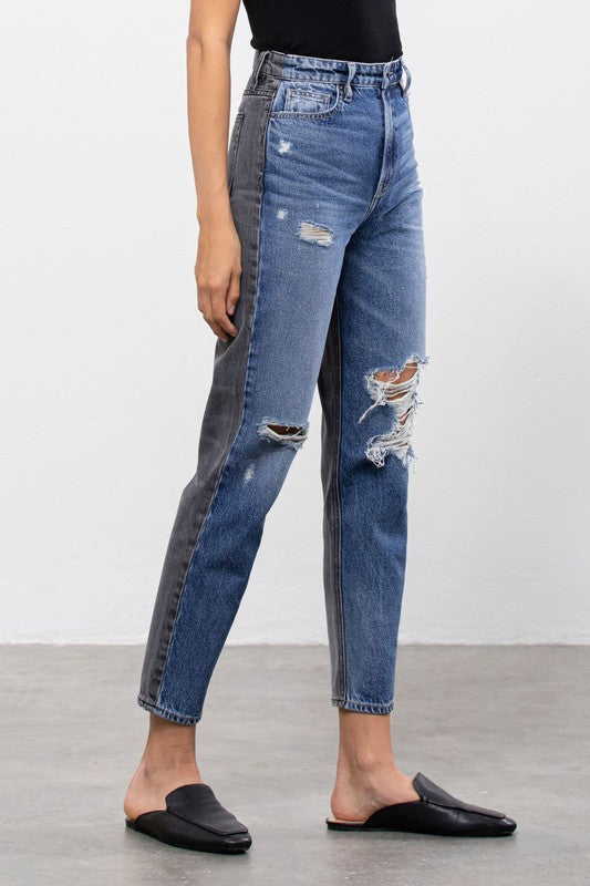 Zoey Tapered Two Tone Jean