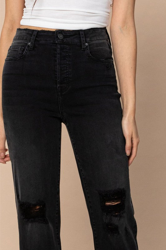 Tracey High Rise Distressed Straight Jean