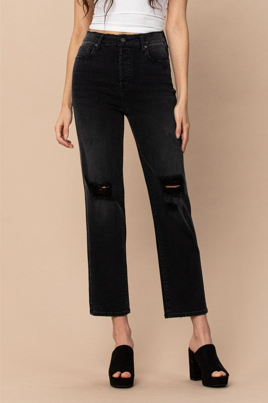 Tracey High Rise Distressed Straight Jean