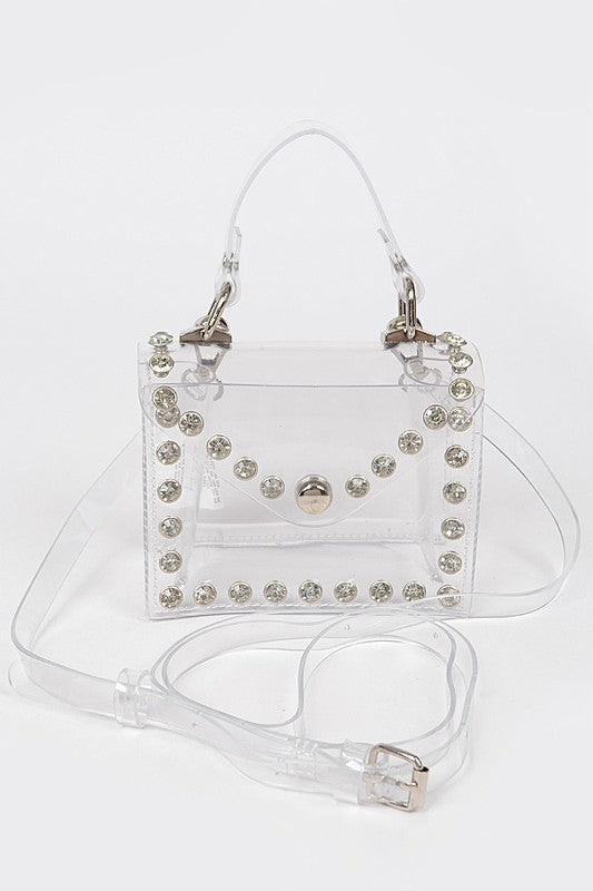 Elise Rhinestone Stud Transparent Mini Bag