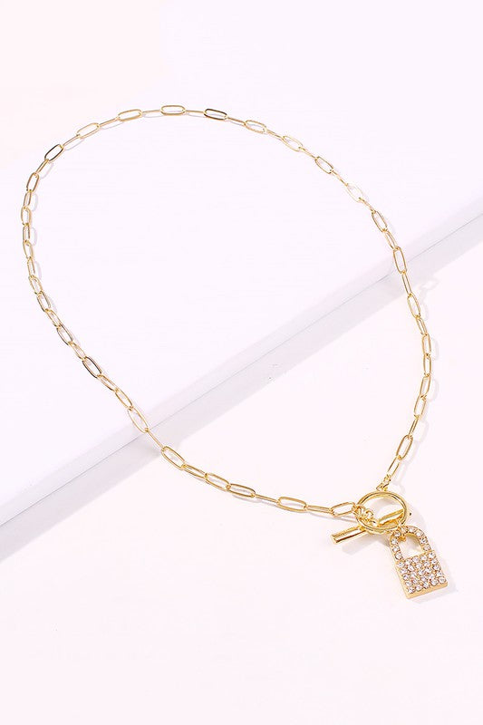 Ella Rhinestone Padlock Necklace