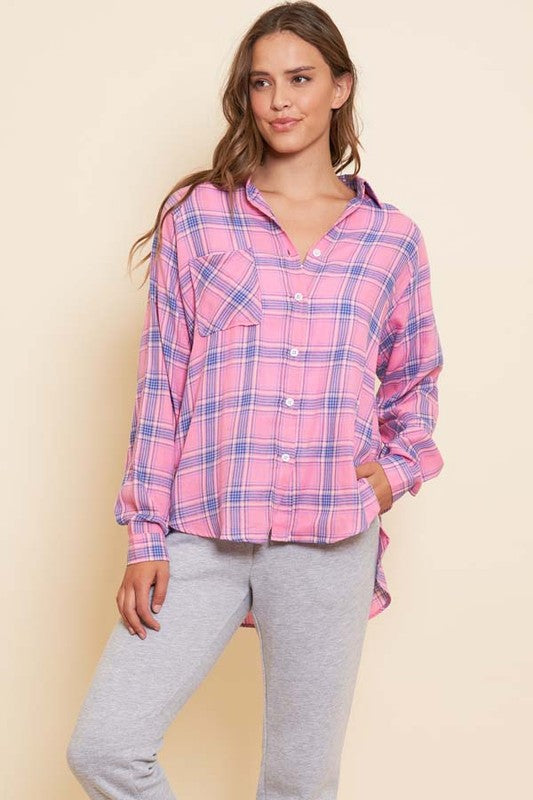 Cameron Plaid Button Down Top