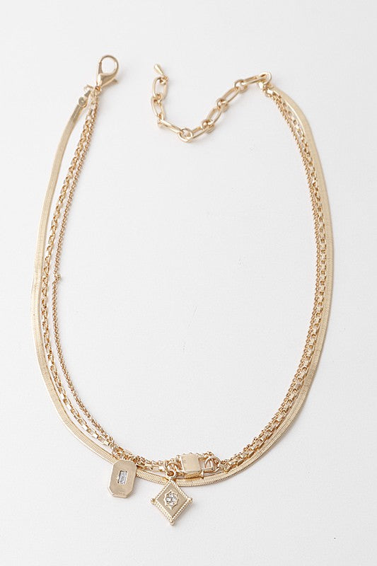 Octavia Triple Pendant Chain Necklace