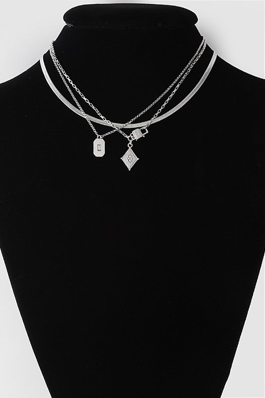 Octavia Triple Pendant Chain Necklace