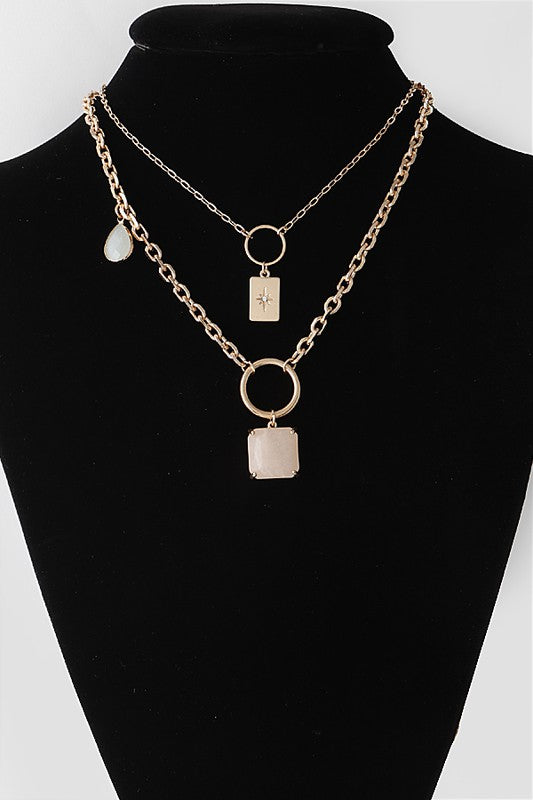 Athena Triple Pendant Chain Necklace