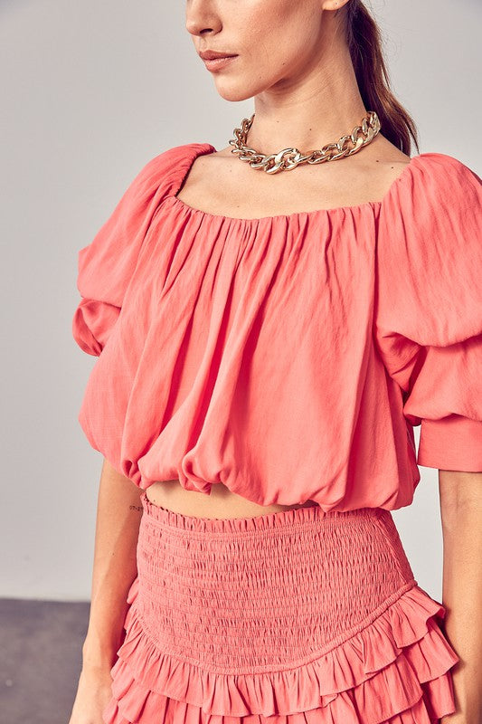 Square Neck Puff Sleeve Top