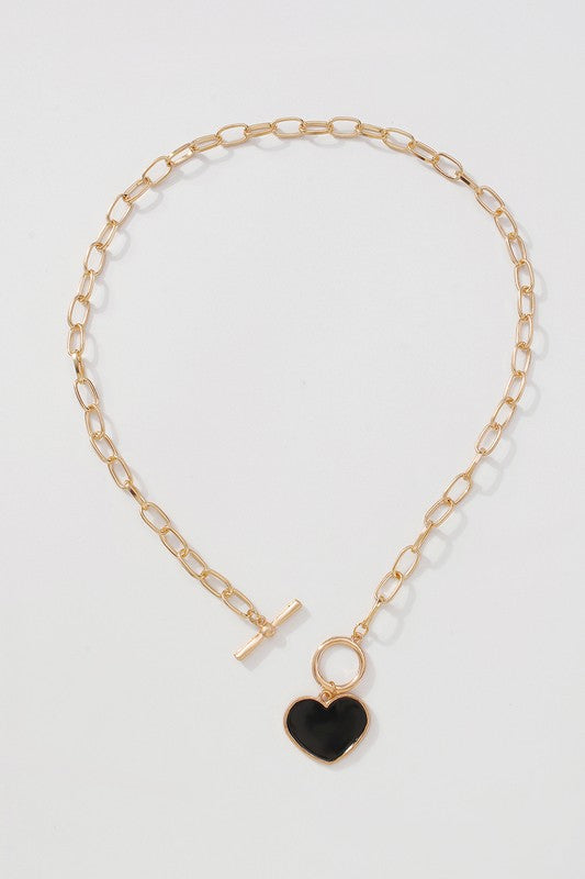 Black Heart Toggle Necklace