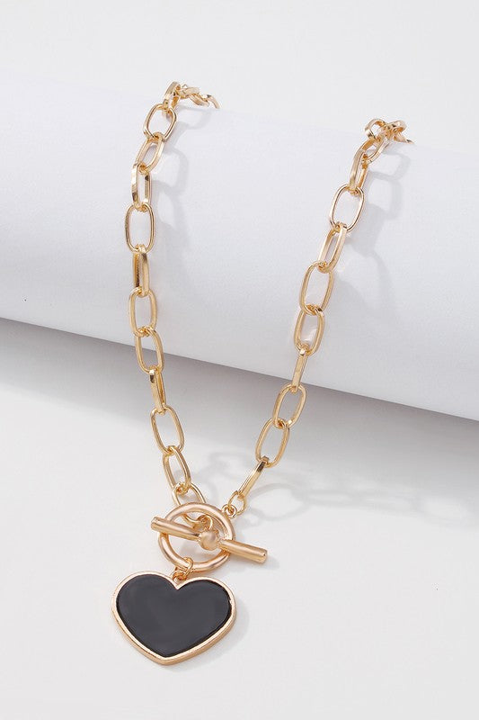 Black Heart Toggle Necklace