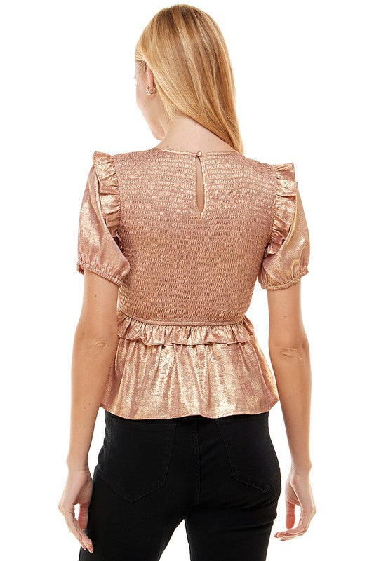 Metallic Peplum Smock Top