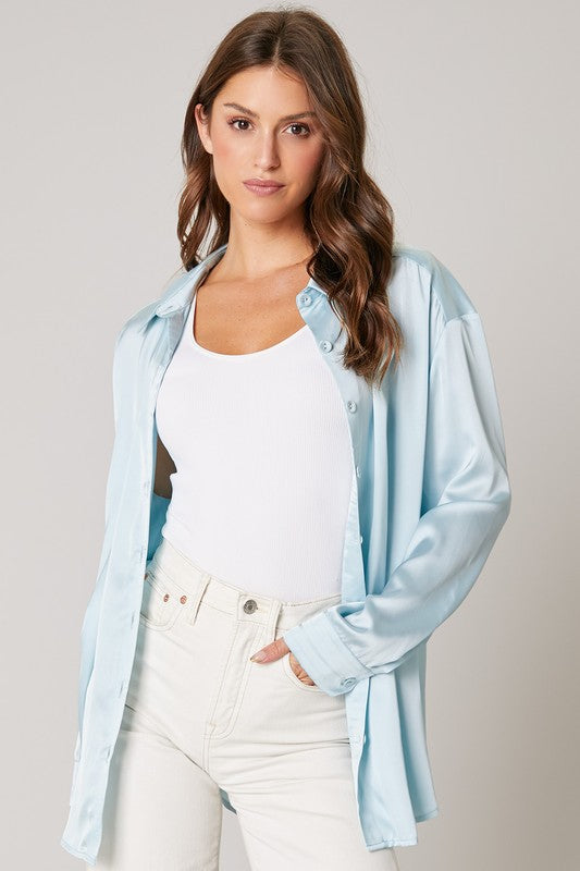 Dream State Satin Button Up Top