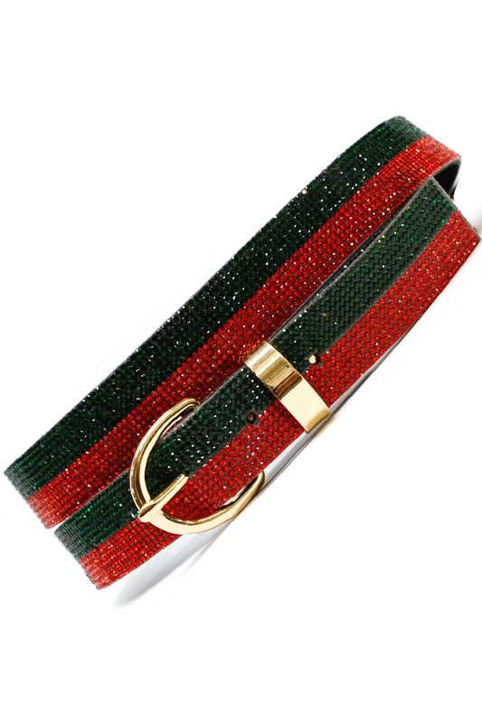 Double Stripe Rhinestone Belt