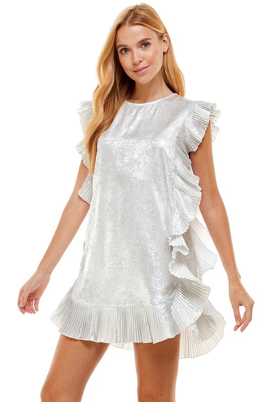 Metallic Ruffle Trim Dress