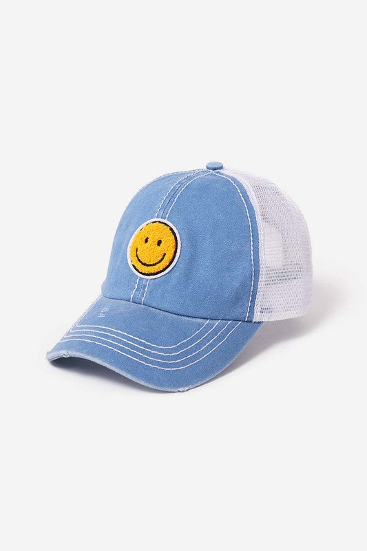 Chenille Smiley Patch Hat