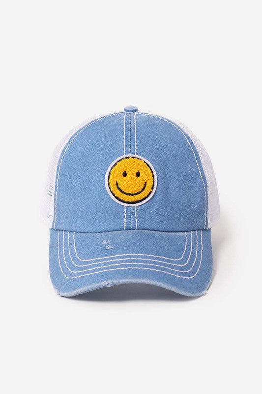 Chenille Smiley Patch Hat