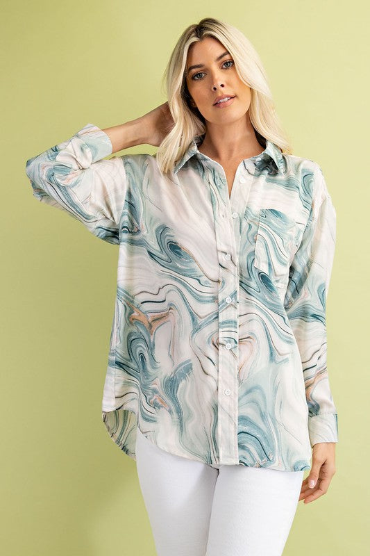 Shelly Marble Button Down Top