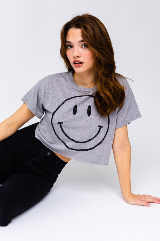 Smiley Boxy Crop Tee