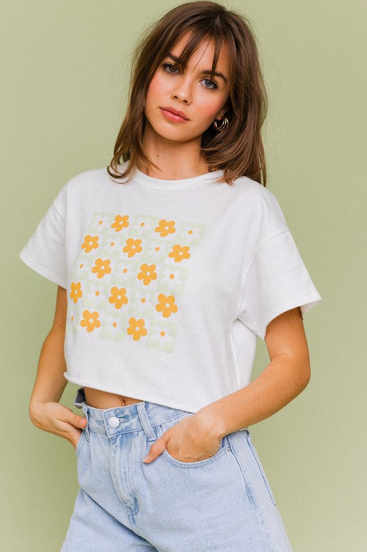 Daisy Squared Crop Tee