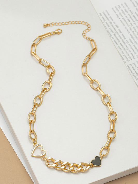 Double Hearts Chunky Chain Necklace