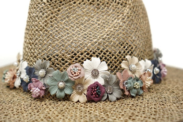 Floral Deco Seagrass Hat