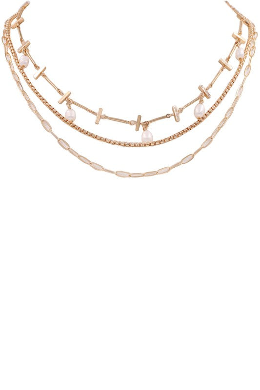Zya Pearl & Chain Layered Necklace