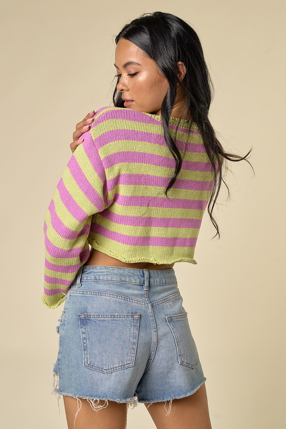 Sour Striped Sweater Crop Top