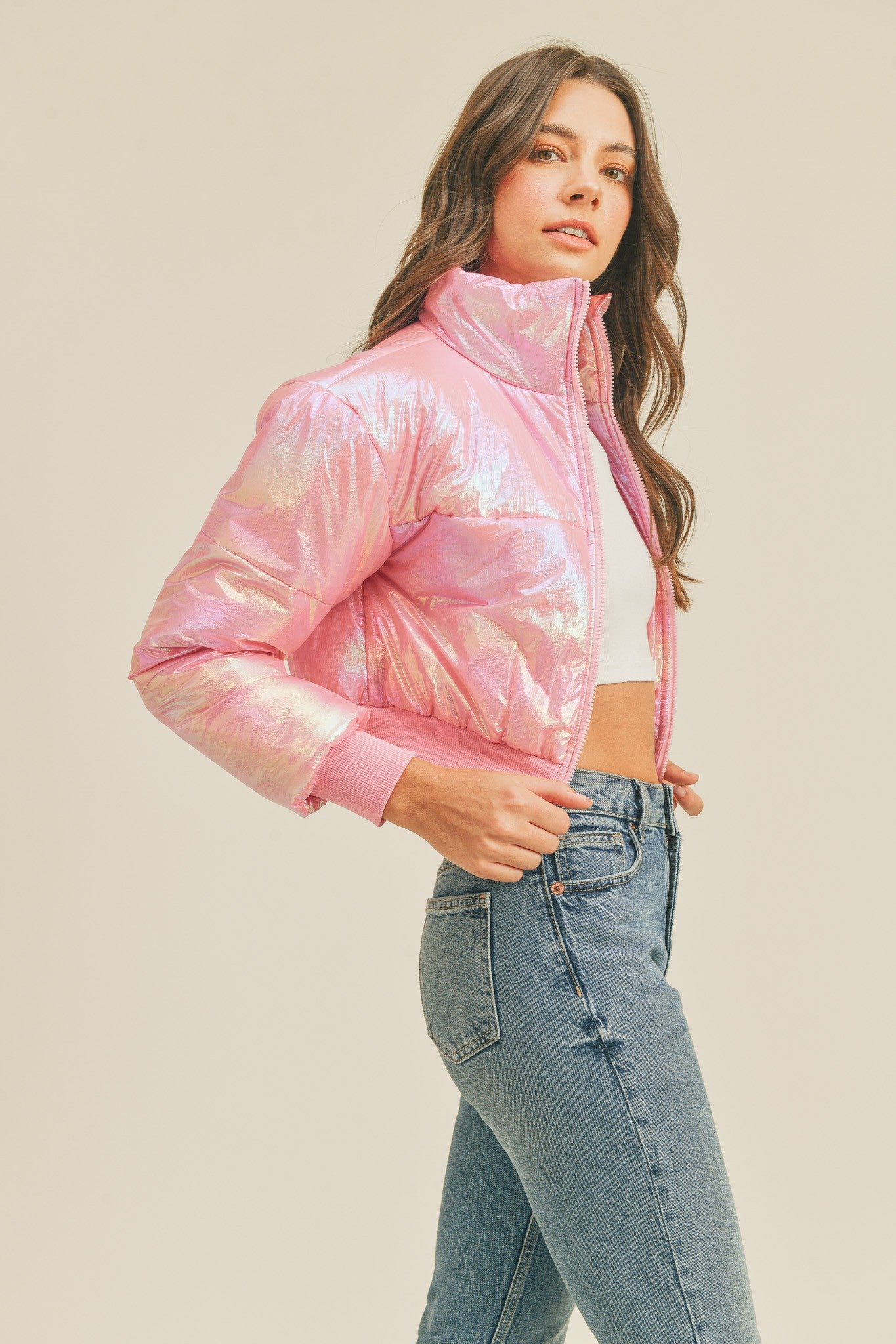 Starstruck Iridescent Puffer Crop Jacket Libby Story