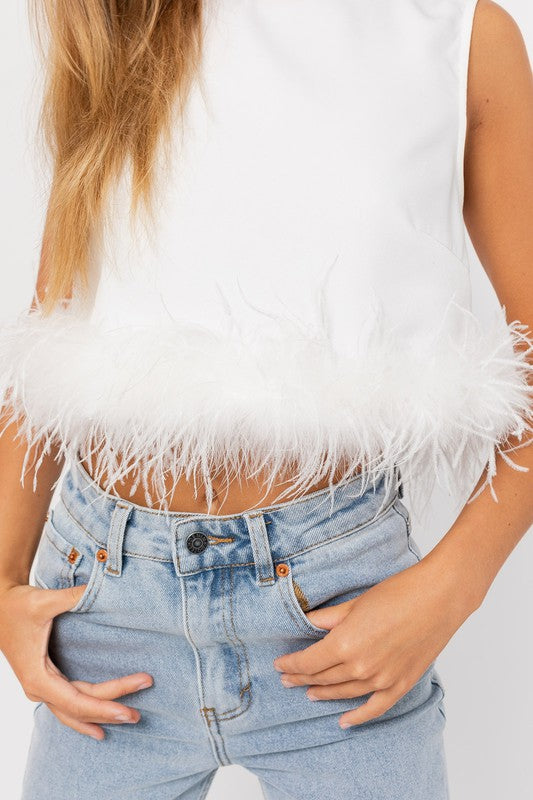 Bird Song Feather Trim Top