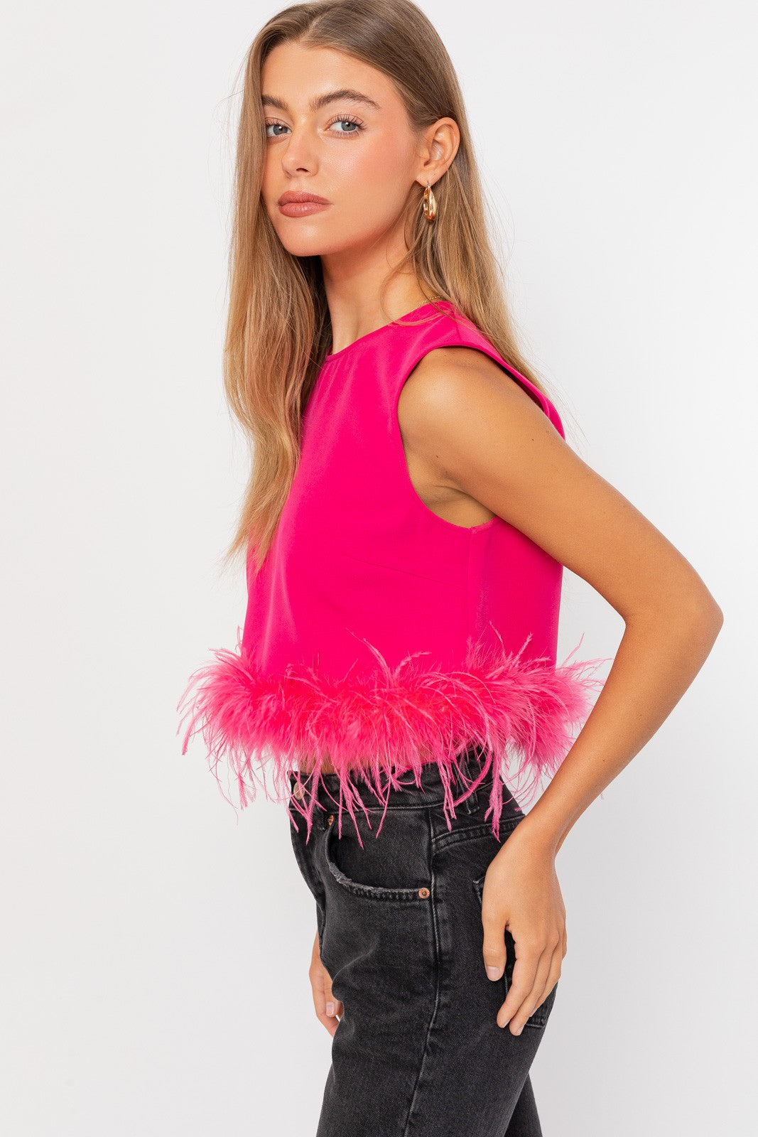 Bird Song Feather Trim Top