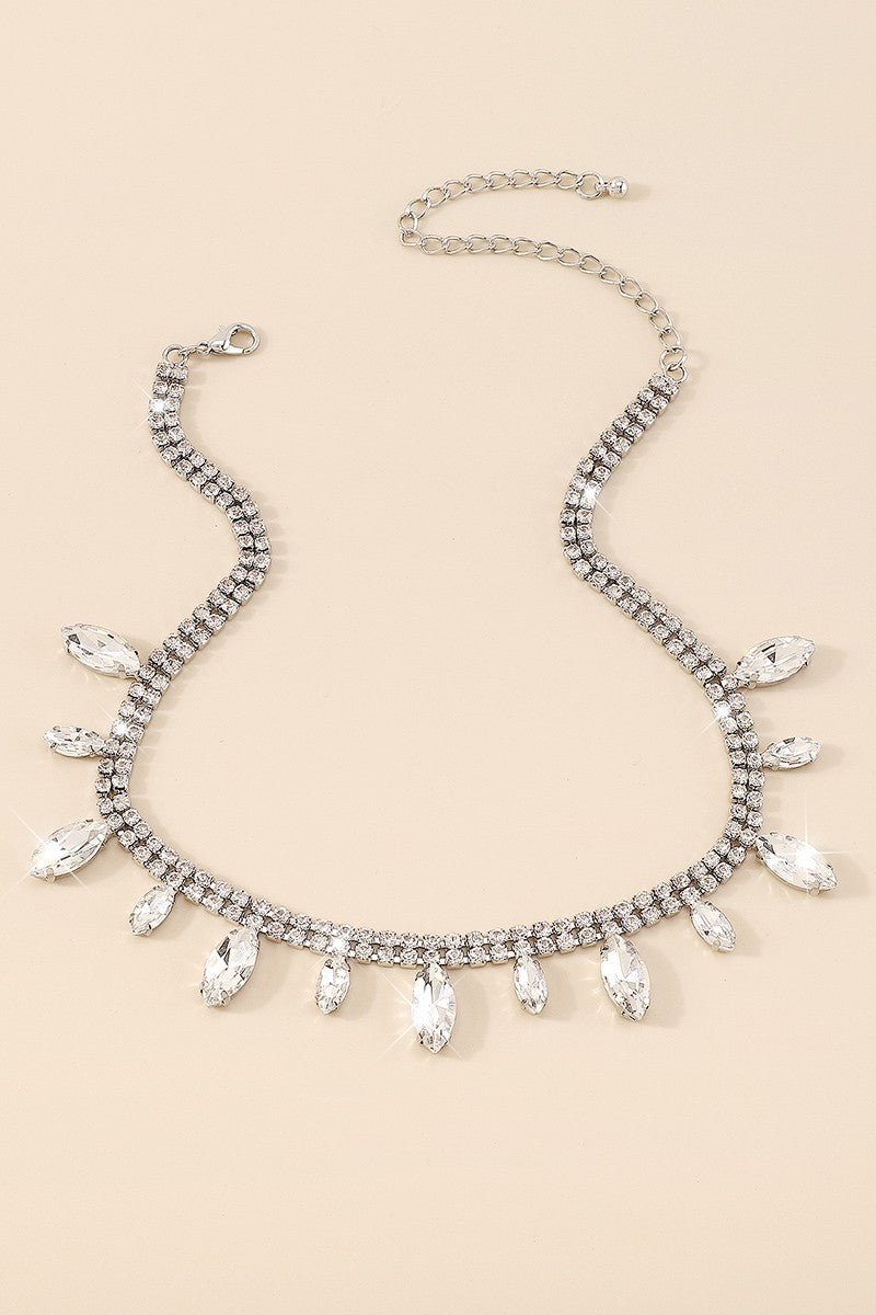 Water Drop Rhinestone Choker Chain Necklace