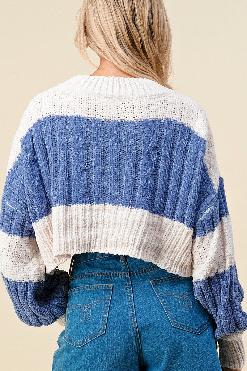 Ombre Oversized Knit Cropped Sweater