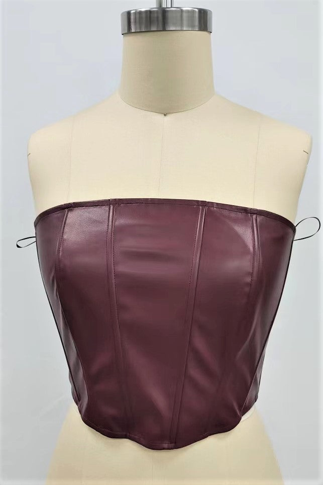 Alessia Faux Leather Corset Top