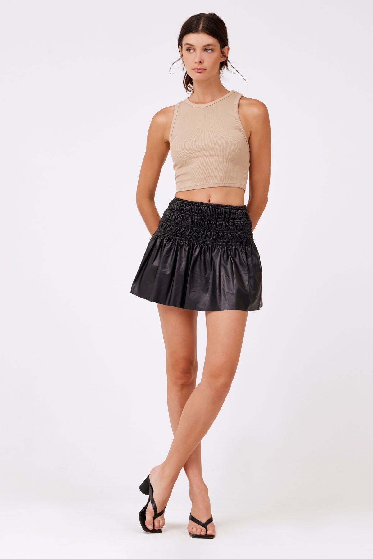 Lights Out Vegan Leather Mini Skirt