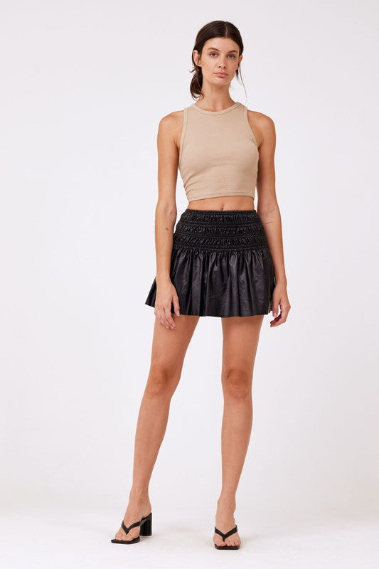 Lights Out Vegan Leather Mini Skirt
