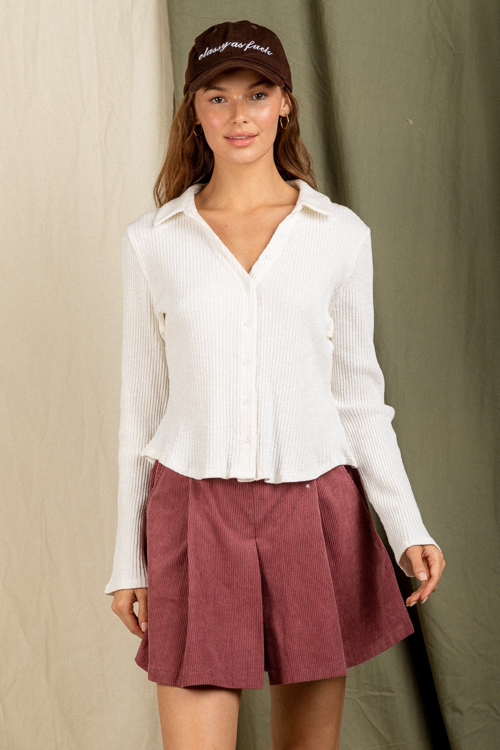 Mary Kate Collared V-Neck Top