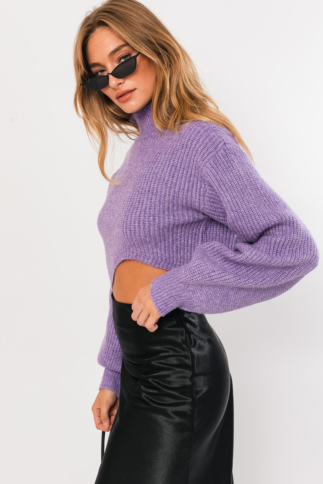 Girl's Room Asymmetrical Turtleneck Sweater