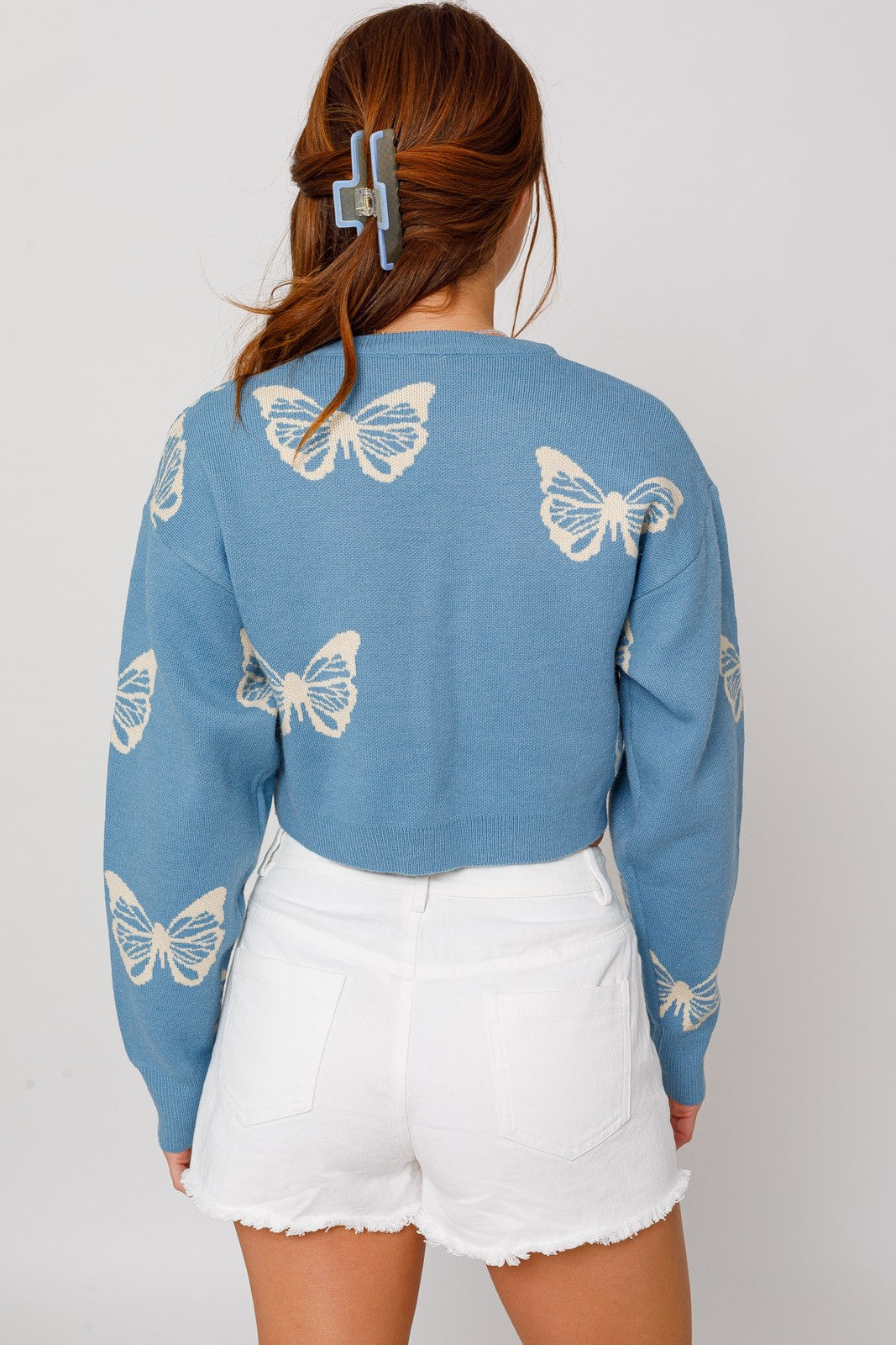 Butterflies Cropped Sweater