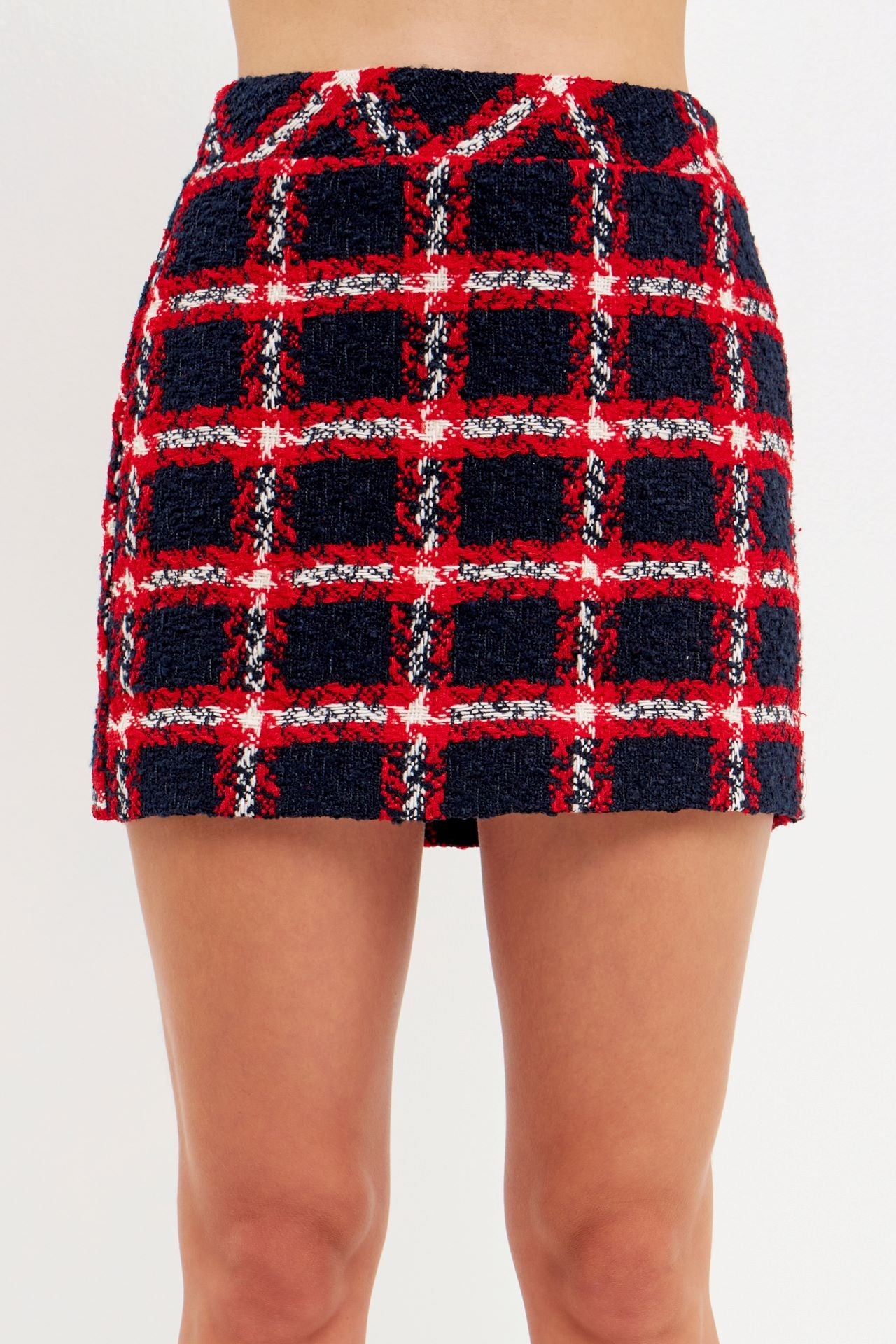 Maysen Check Boucle Mini Skirt