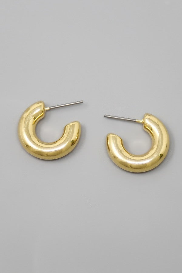 Puffed Gold Dipped Mini Hoop Earring