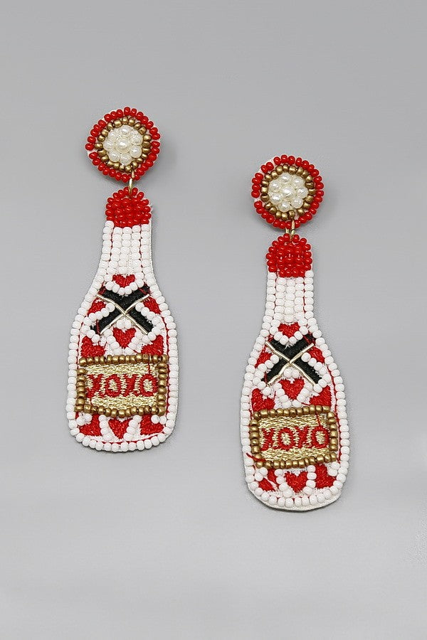 Valentine's XOXO Heart Bottle Bead Earring