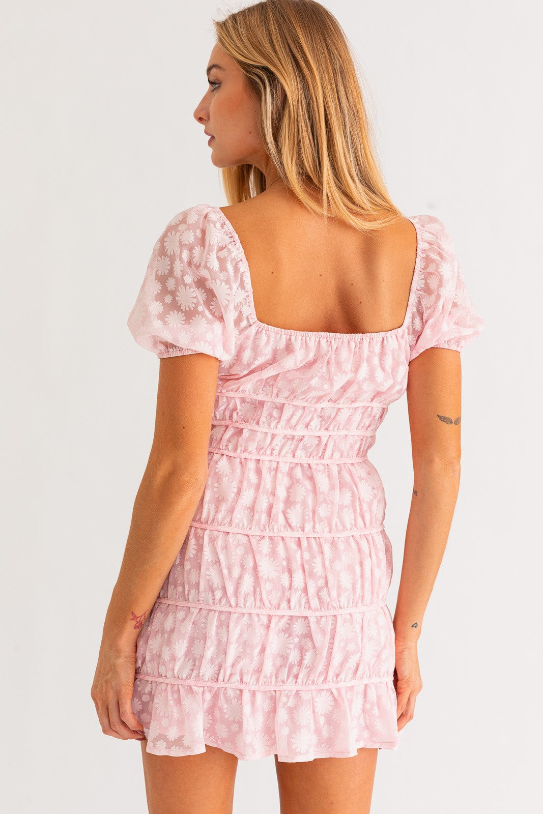 Daisy May Puff Short Sleeve Ruched Dress