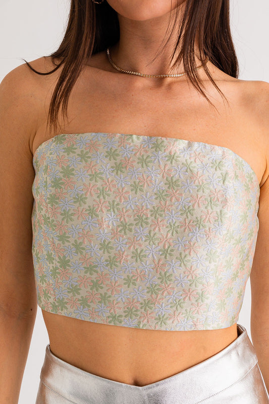 Ditsy Daisy Jacquard Tube Top