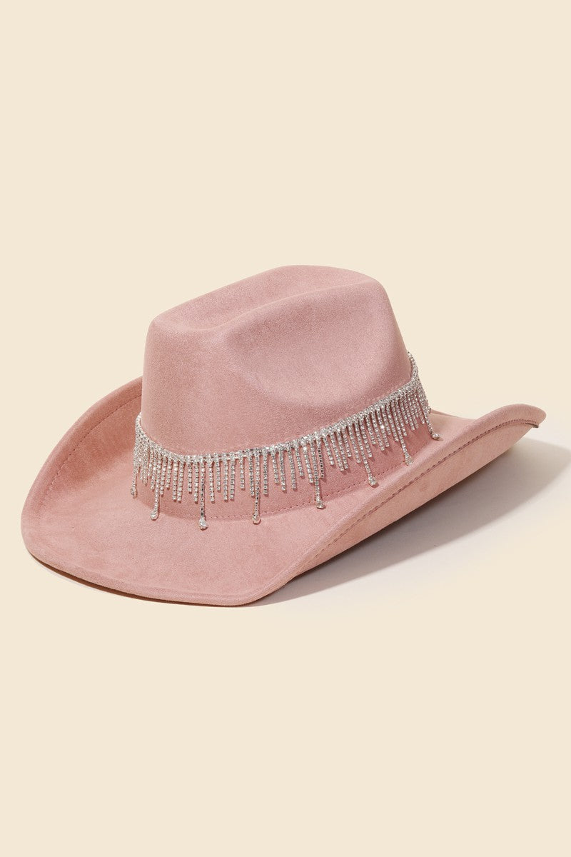 Rhinestone Fringe Strap Western Hat