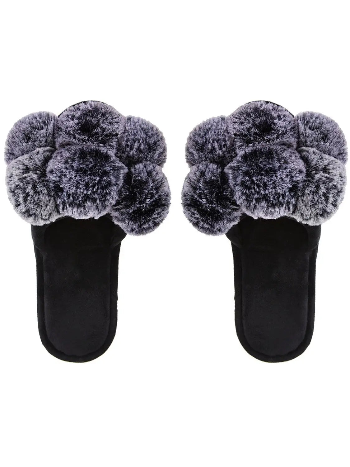 MeMoi Luxe Pompom Open Toe Plush Slippers