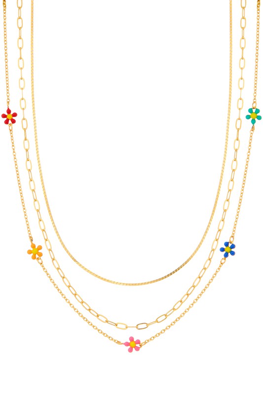 Triple Row Flower Choker Necklace