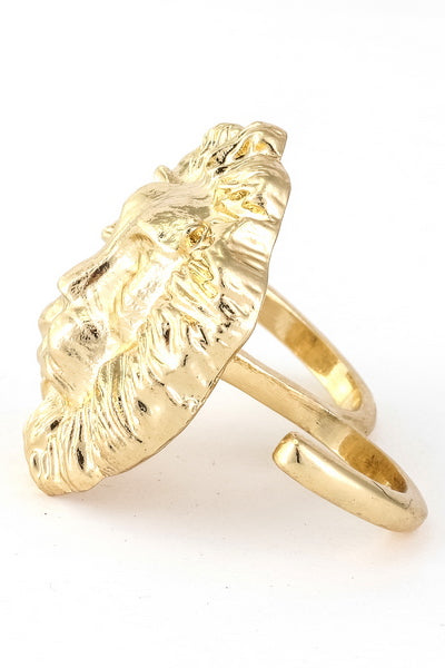 Double Finger Lion Medallion Ring